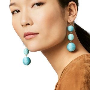 🆕 Trendy Blue Pom Pom Ball Drop Dangle Earrings